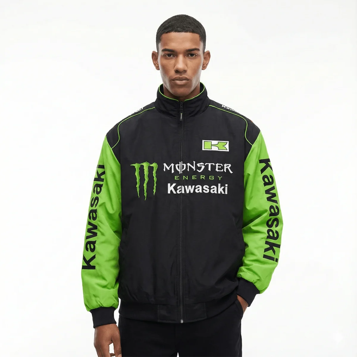 Kawasaki Monster Energy Racing Team Jacket – Black/Green Motorsport Outerwear
