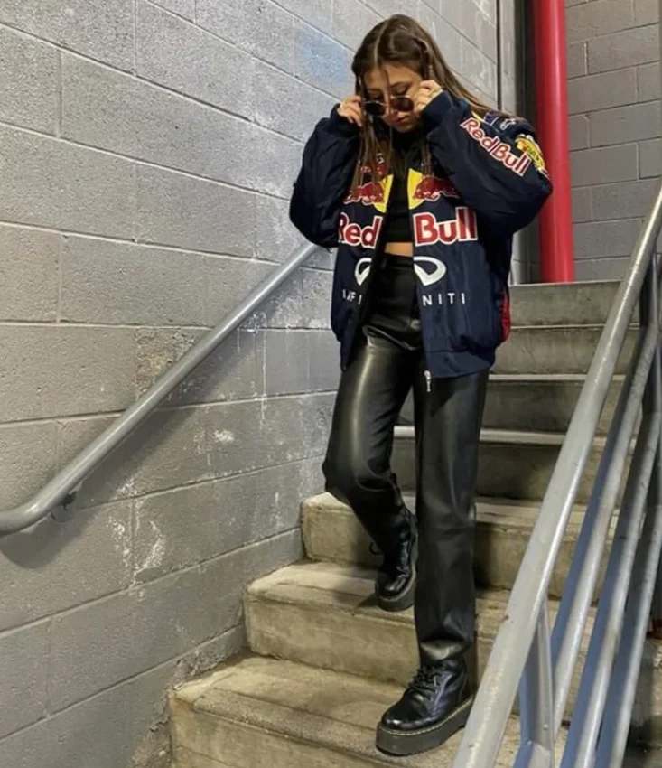 Red Bull Racing F1 Team Jacket - Navy Blue Motorsport Bomber with Embroidered Sponsors - Image 9