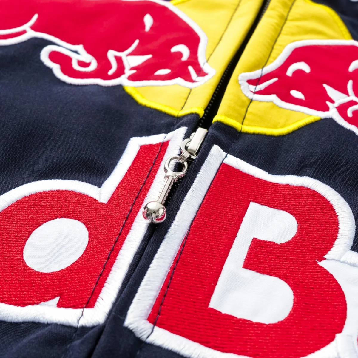 Red Bull Racing F1 Team Jacket - Navy Blue Motorsport Bomber with Embroidered Sponsors - Image 6