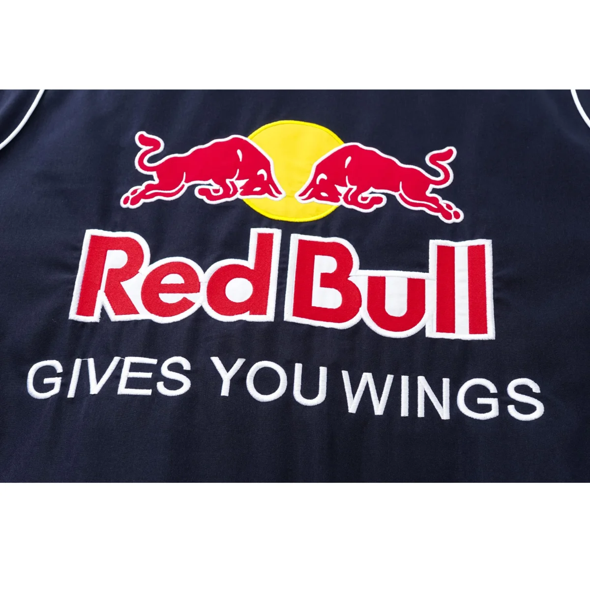 Red Bull Racing F1 Team Jacket - Navy Blue Motorsport Bomber with Embroidered Sponsors - Image 7