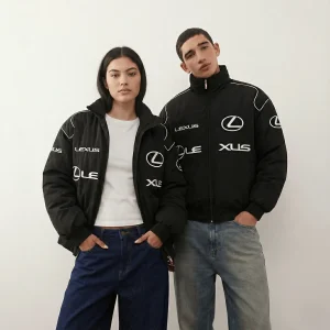 Lexus Racing Puffer Jacket – Black Embroidered Motorsport Windbreaker