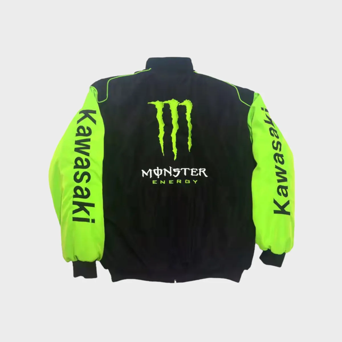 Kawasaki Monster Energy Racing Team Jacket – Black/Green Motorsport Outerwear - Image 4