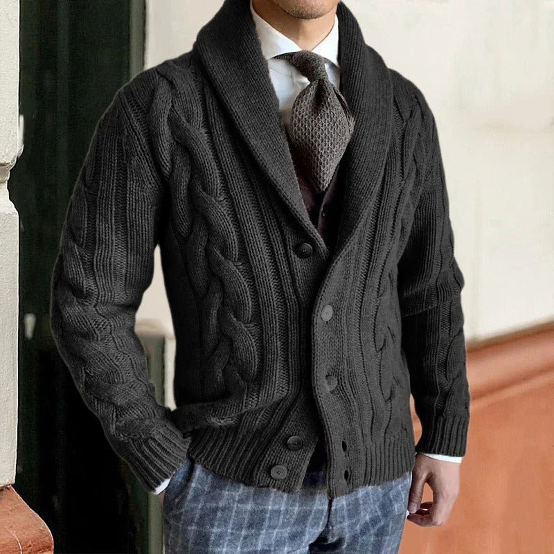 Knit Cardigan Men Button Down Warm Sweater - Image 5