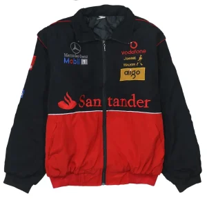 Mercedes-Benz Black Red Nascar Jacket Men's XLarge Embroidered McLaren Logos Racing Bomber Outerwear