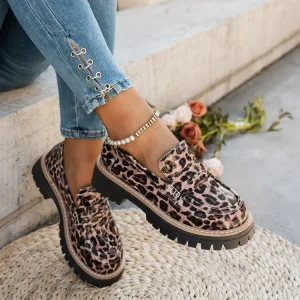 Women's Loafers — Slip-On Thick Sole Tread Outsole Design